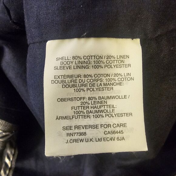 J.Crew Women's Blue Unstructured Shawl Collar Cotton Linen Blazer 6 - Picture 4 of 6